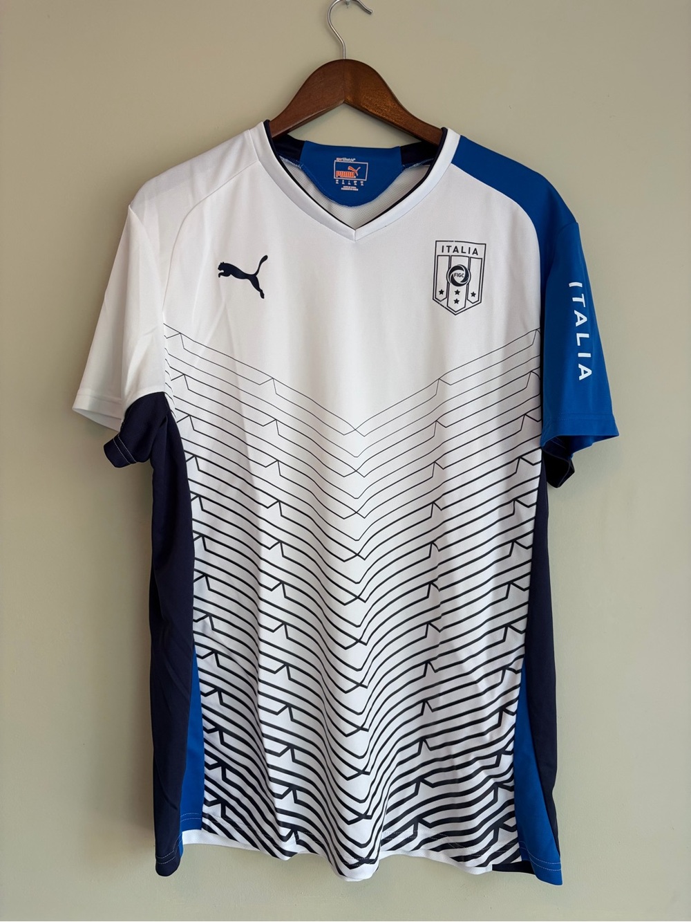Puma Italia White, Blue & Navy Men's Football Jersey